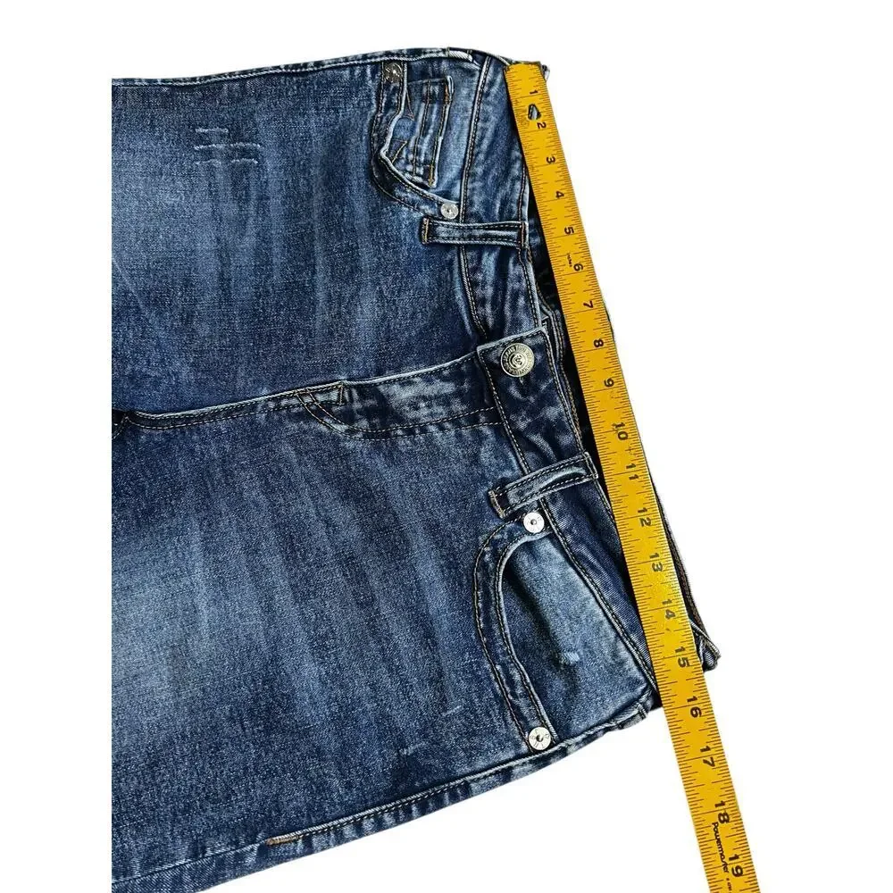 True Religion Riley Knee Length Denim Jean Shorts unisex Size 31 Y2K Boho casual